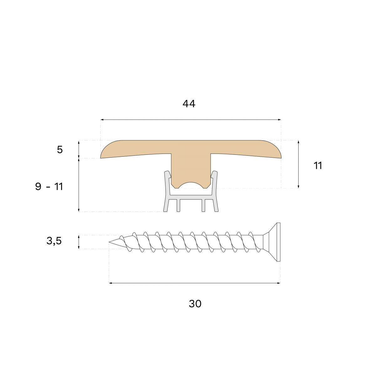 Product picture of T-Mould Übergangsprofil, Natural Walnussholz